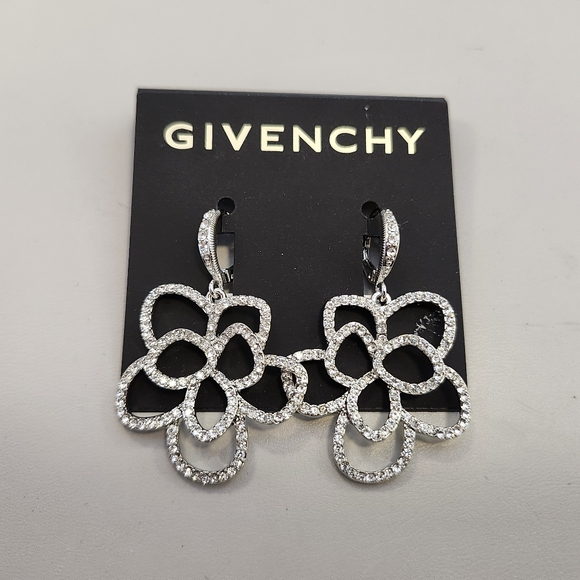 NWT Givenchy Silver-Tone Pave & Crystal Drop Earrings - Picture 1 of 3